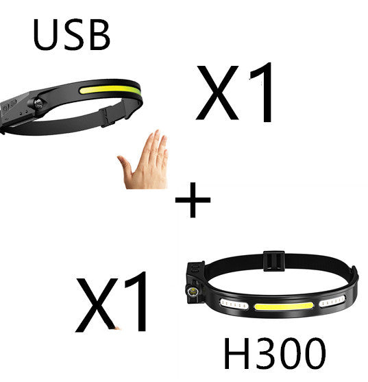 COB LED Induction USB Rechargeable Waterproof Camping Headlight