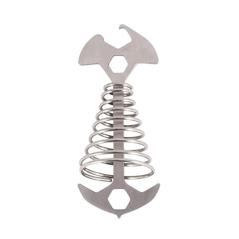 Outdoor camping fish bone ground nail spring hook