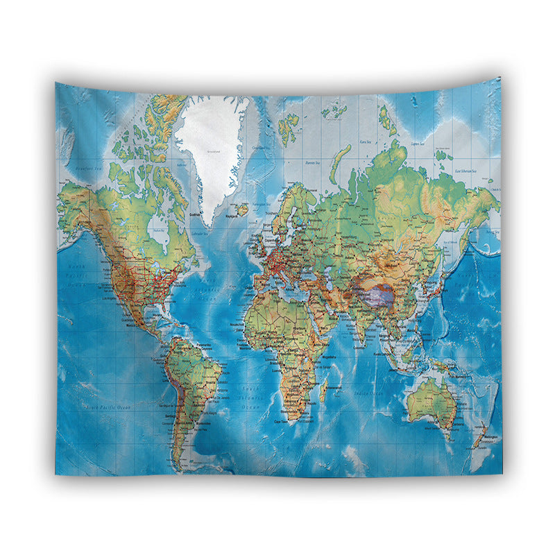World map tapestry
