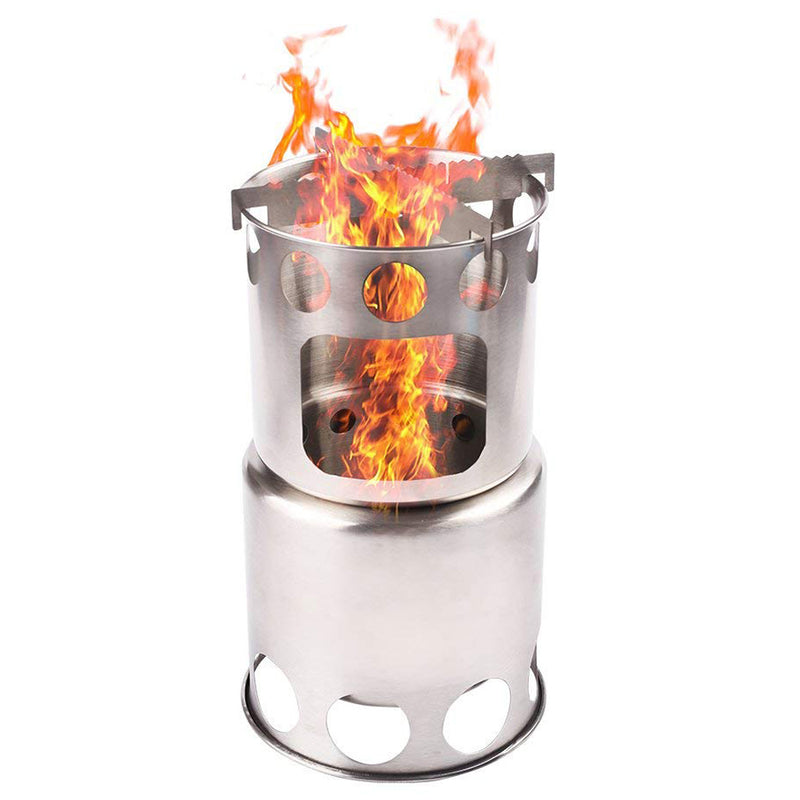 Portable Combo Wood Burning Stainless Steel Stove for Camping