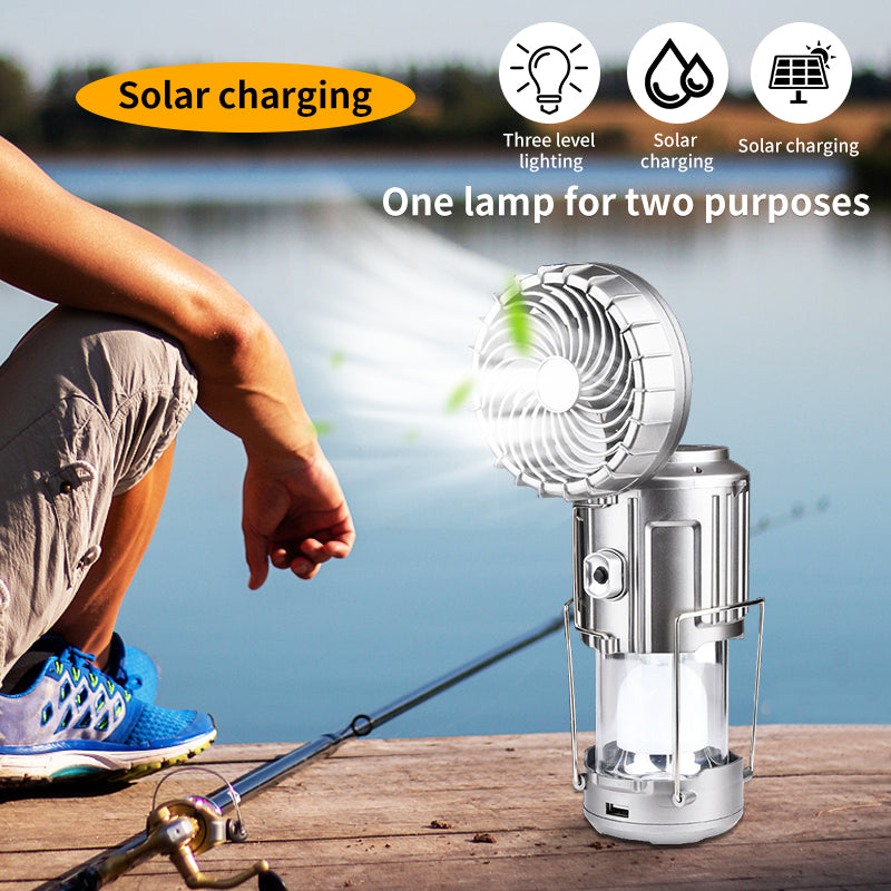 Solar Fan Light Rechargeable Emergency Tent Light