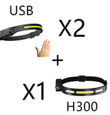 COB LED Induction USB Rechargeable Waterproof Camping Headlight
